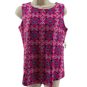 Spunkwear Colorful Anchor Print Swing Sleeveless Top Womens Large